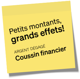 Post-it : Petits montants, grands effets! Argent dégagé : coussin financier